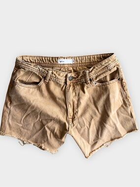 TNR Jeans Tan Cutoff Denim Shorts Distressed Y2K Western Size 28